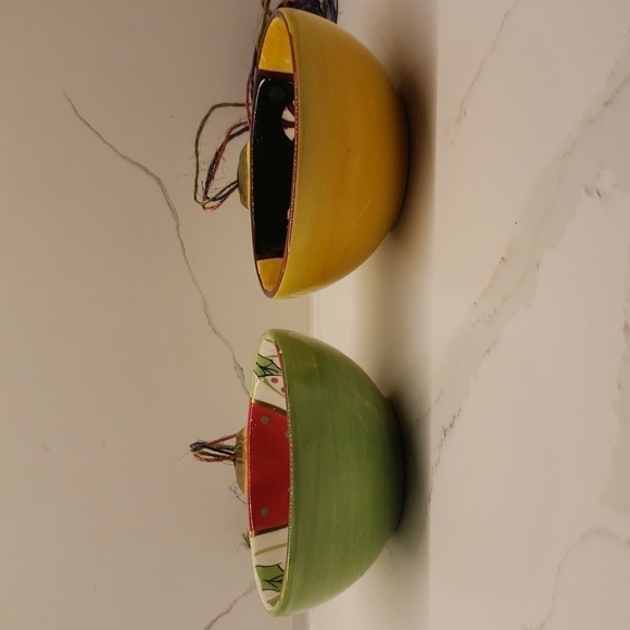 𝅺set of 2 Dulcero De Esfera ceramic Christmas soup cereal bowl ornament bowl - Picture 2 of 12